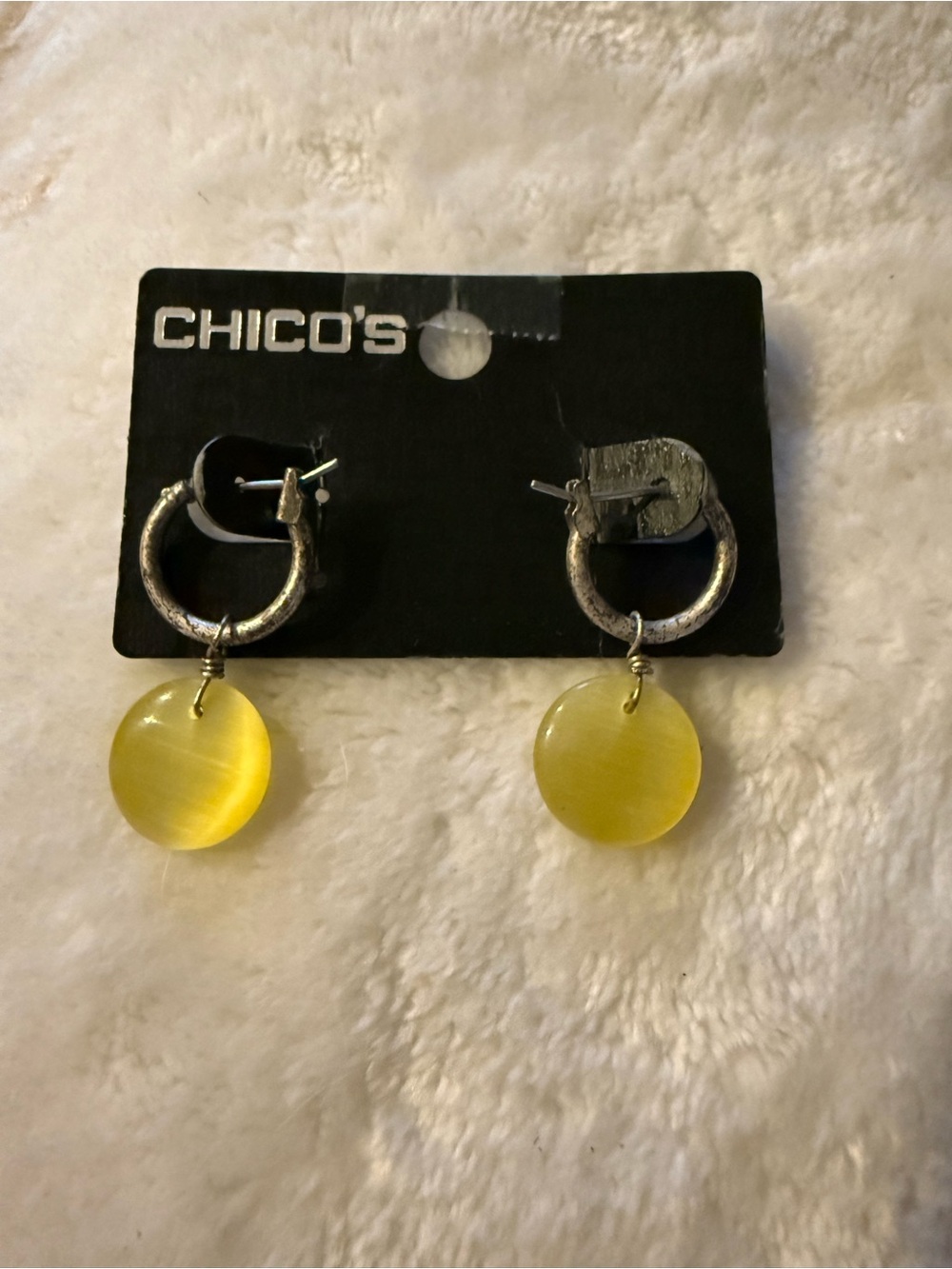 Chico's Yellow Disc Hoop Drop Earrings